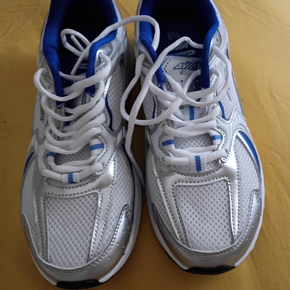 Avia Women's White, Silver and Blue Athletic Shoes